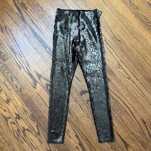 Express Women Small Black Sequin Skinny High Waist Pants